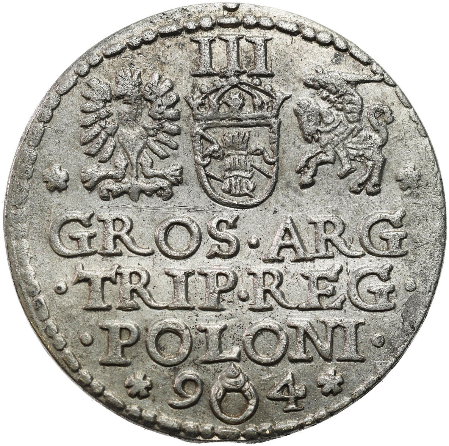 Zygmunt III Waza. Trojak (3 grosze) 1594, Malbork – RZADKOŚĆ R3