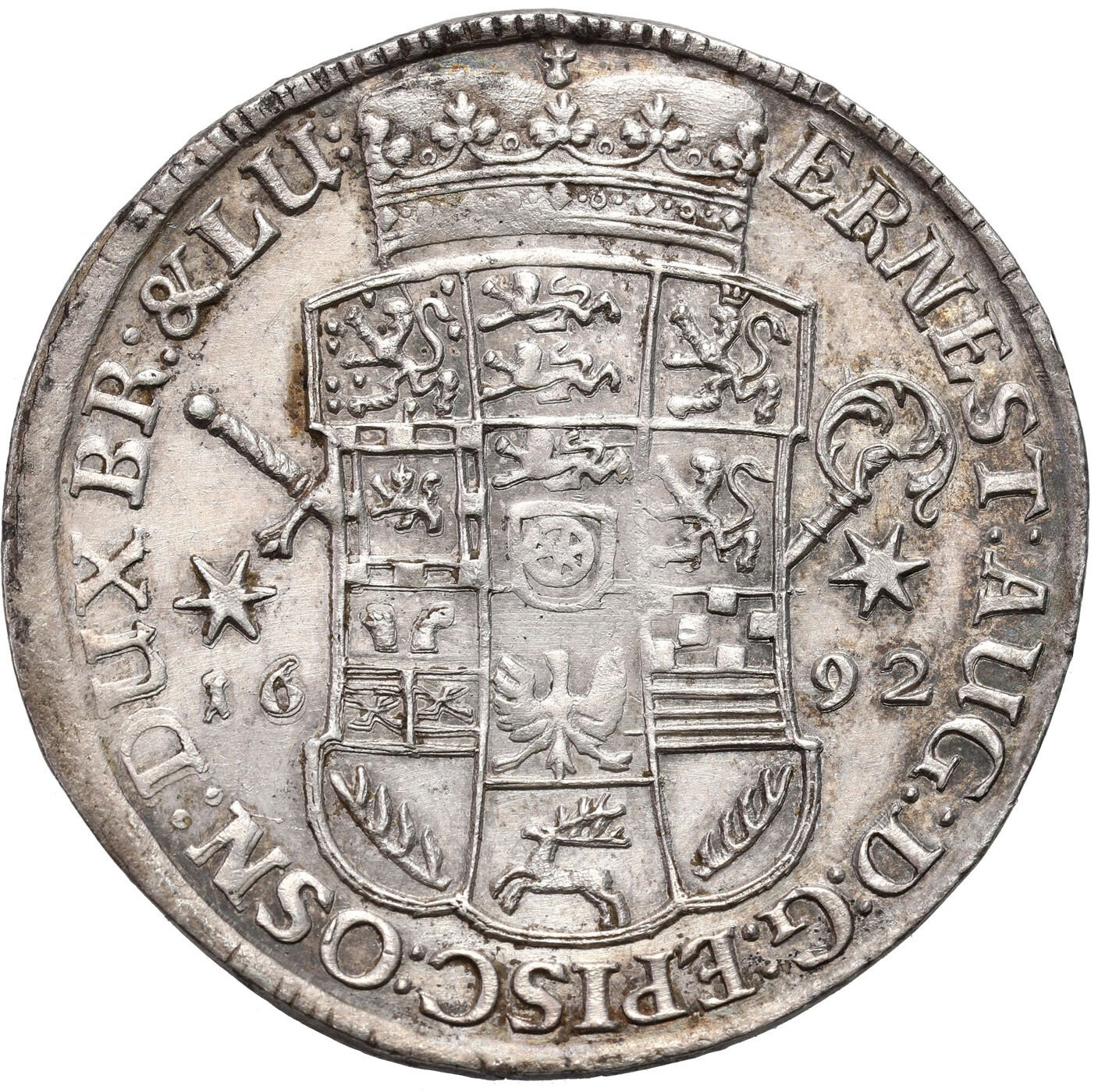 Niemcy, Brunszwik-Calenberg-Hannover. Ernest August (1679-1698) 2/3 talara (gulden) 1692 - ŁADNY