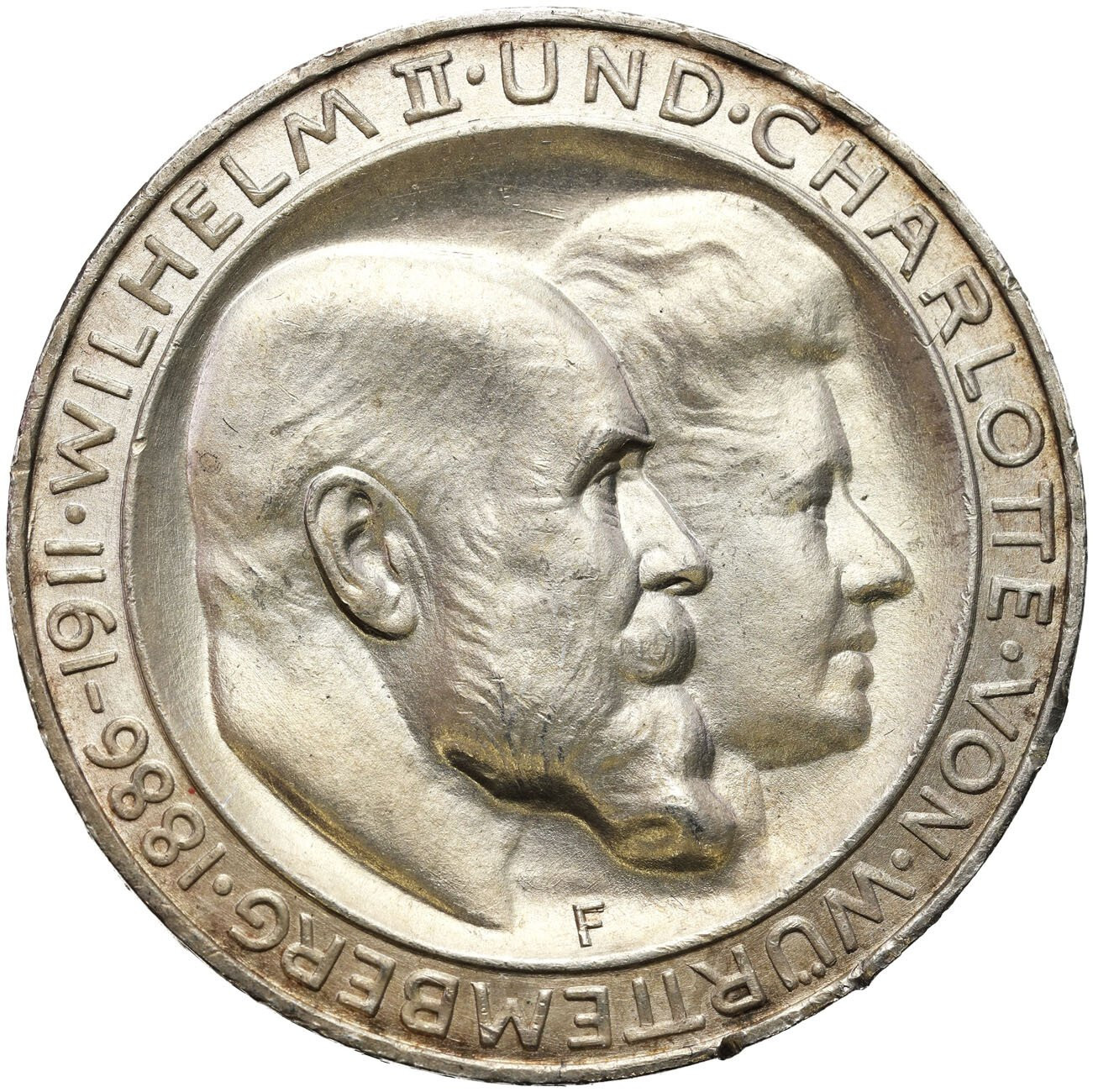 Niemcy, Wirtembergia. Wilhelm II (1891–1918). 3 marki 1911 F, Stuttgart