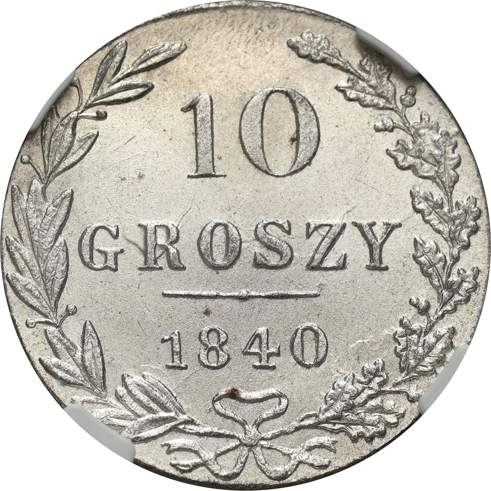 Polska XIX w./Rosja. 10 groszy 1840 MW, Warszawa NGC MS64+ PIĘKNE