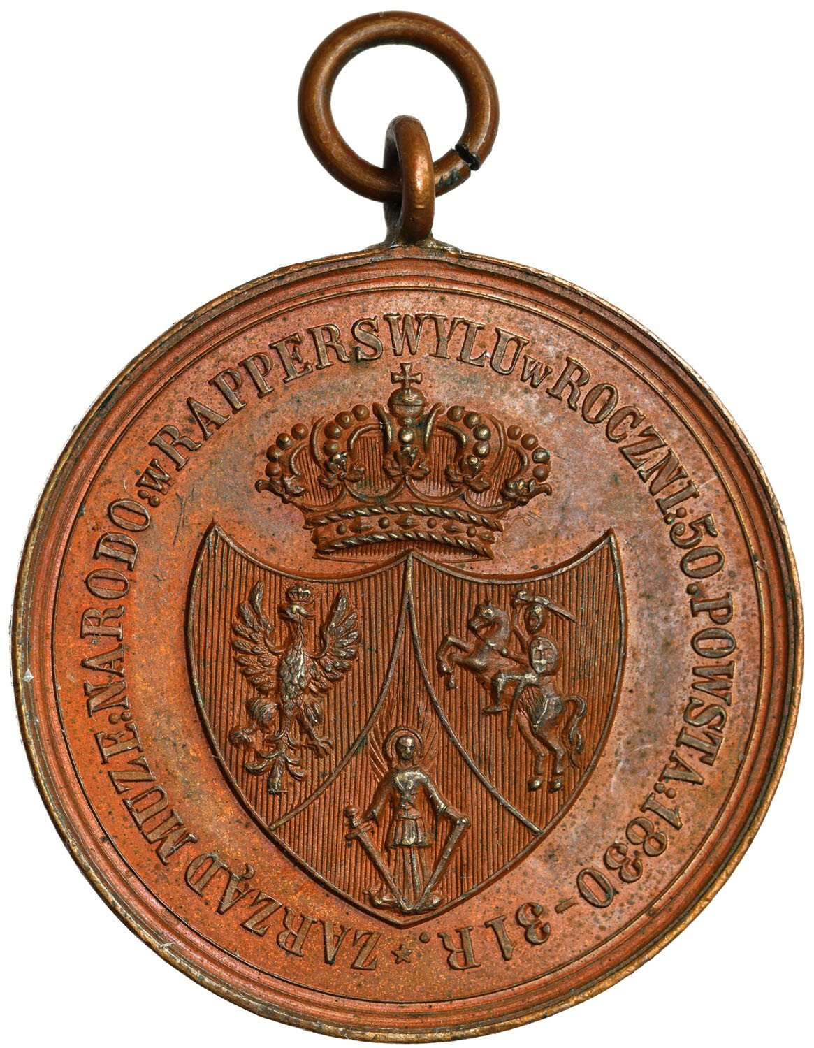 Polska pod zaborami. Medal 50-lecie Powstania Listopadowego 1880 r. - PIĘKNY