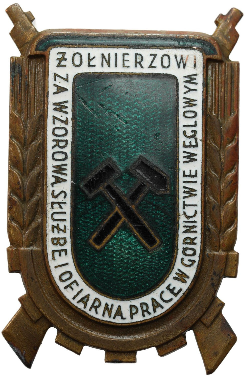PRL. Odznaka Żołnierzom za Wzorową Służbę i Ofiarną Pracę w Górnictwie Węglowym - brązowa - RZADKA