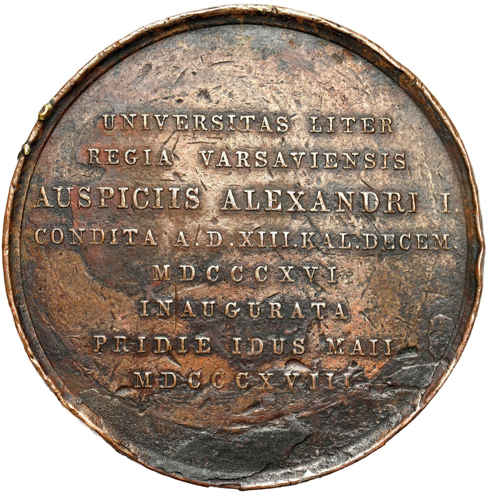 Polska. Medal 1818 - założenia Uniwersytetu Warszawskiego - RZADKI