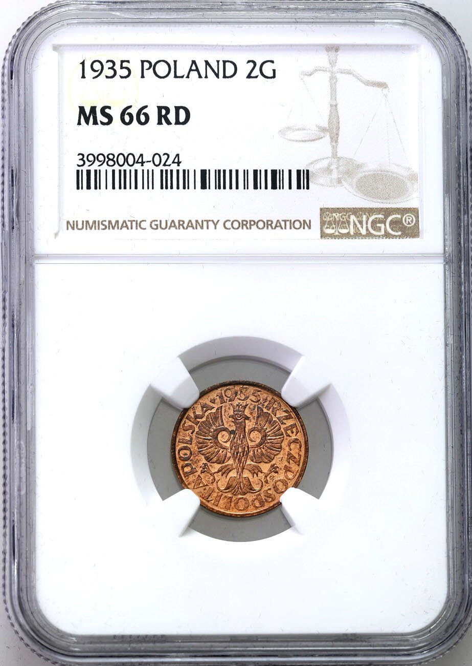 II RP. 2 grosze 1935 NGC MS66 RD (MAX) - WYŚMIENITE