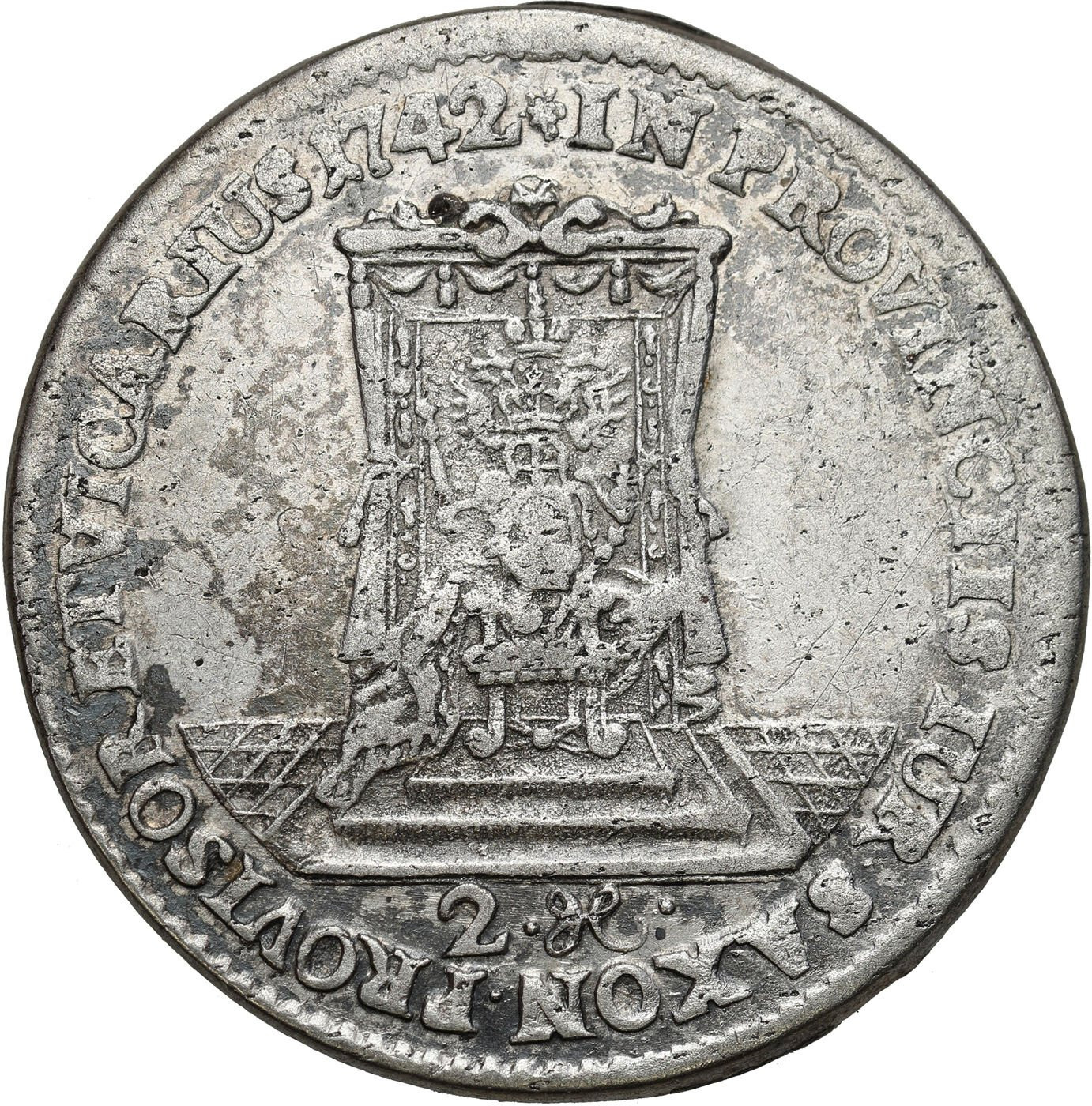 August III Sas. Dwugrosz (2 grosze) 1742, Wikariat, Drezno