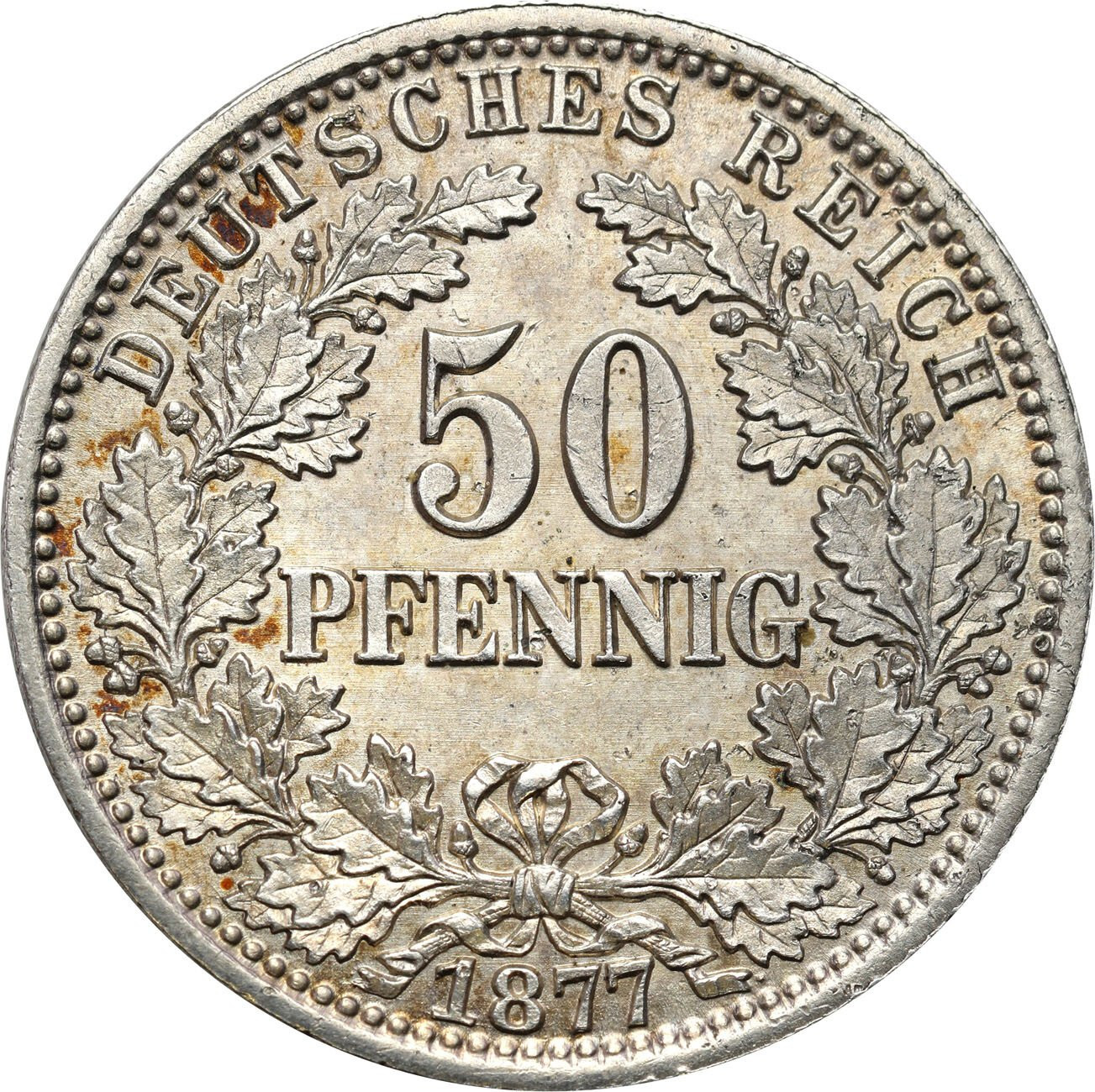 Niemcy, Prusy. 50 fenigów 1877 A, Berlin – BARDZO ŁADNE 