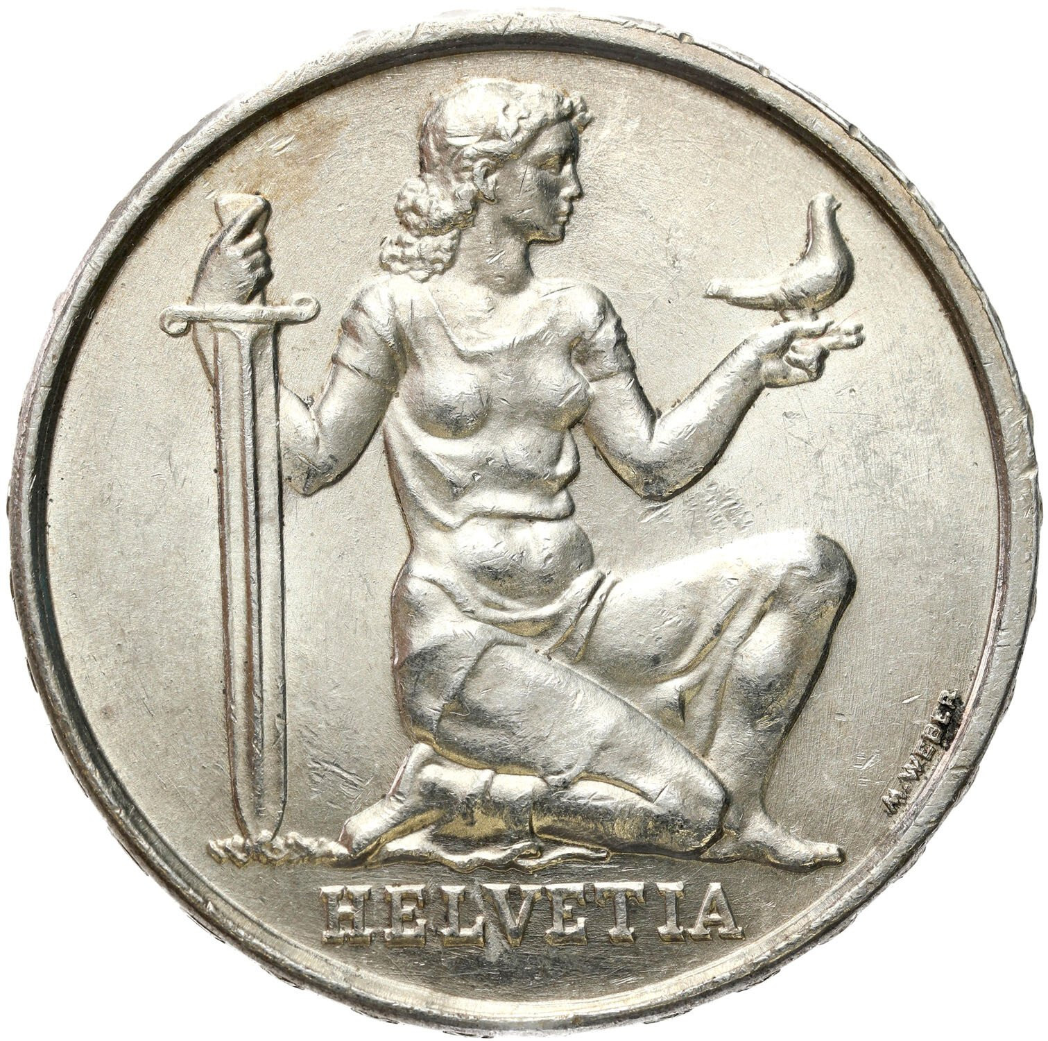 Szwajcaria. 5 franków 1936 B, Berno – RZADSZE