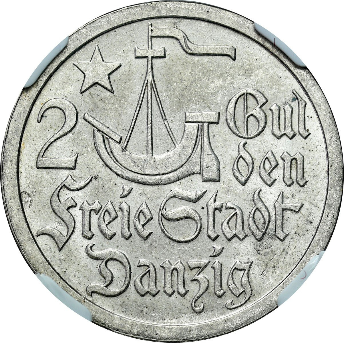 Wolne Miasto Gdańsk/Danzig. 2 Guldeny 1923 NGC MS63 - PIĘKNE