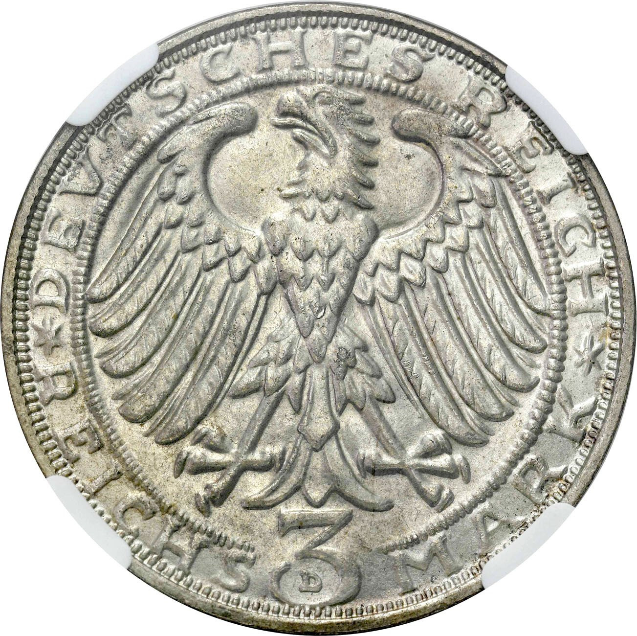 Niemcy, Weimar. 3 Marki 1928 D, Monachium NGC MS64 - PIĘKNE i RZADKIE