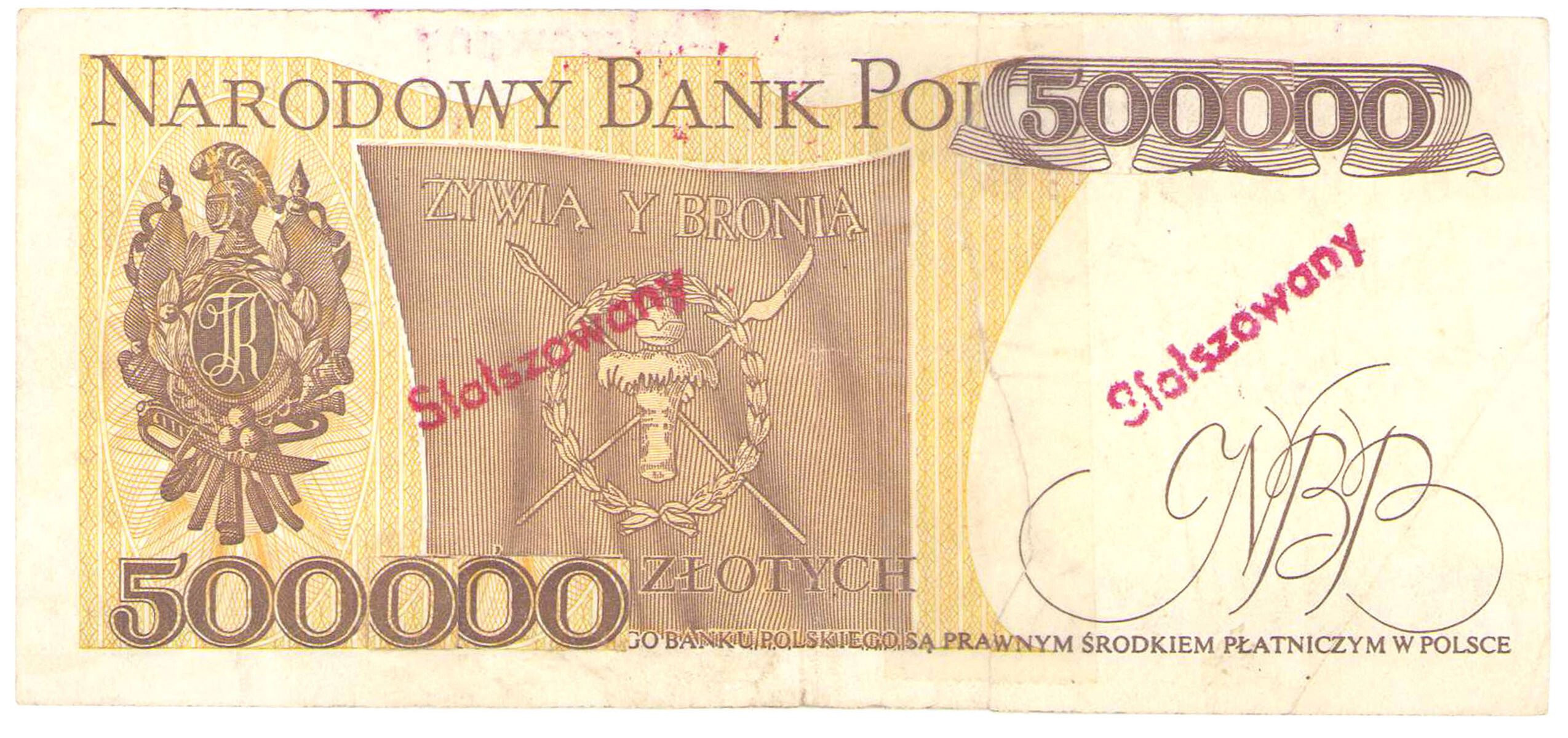 500 złotych sfałszowane na 5.000 złotych - Fałszerstwo