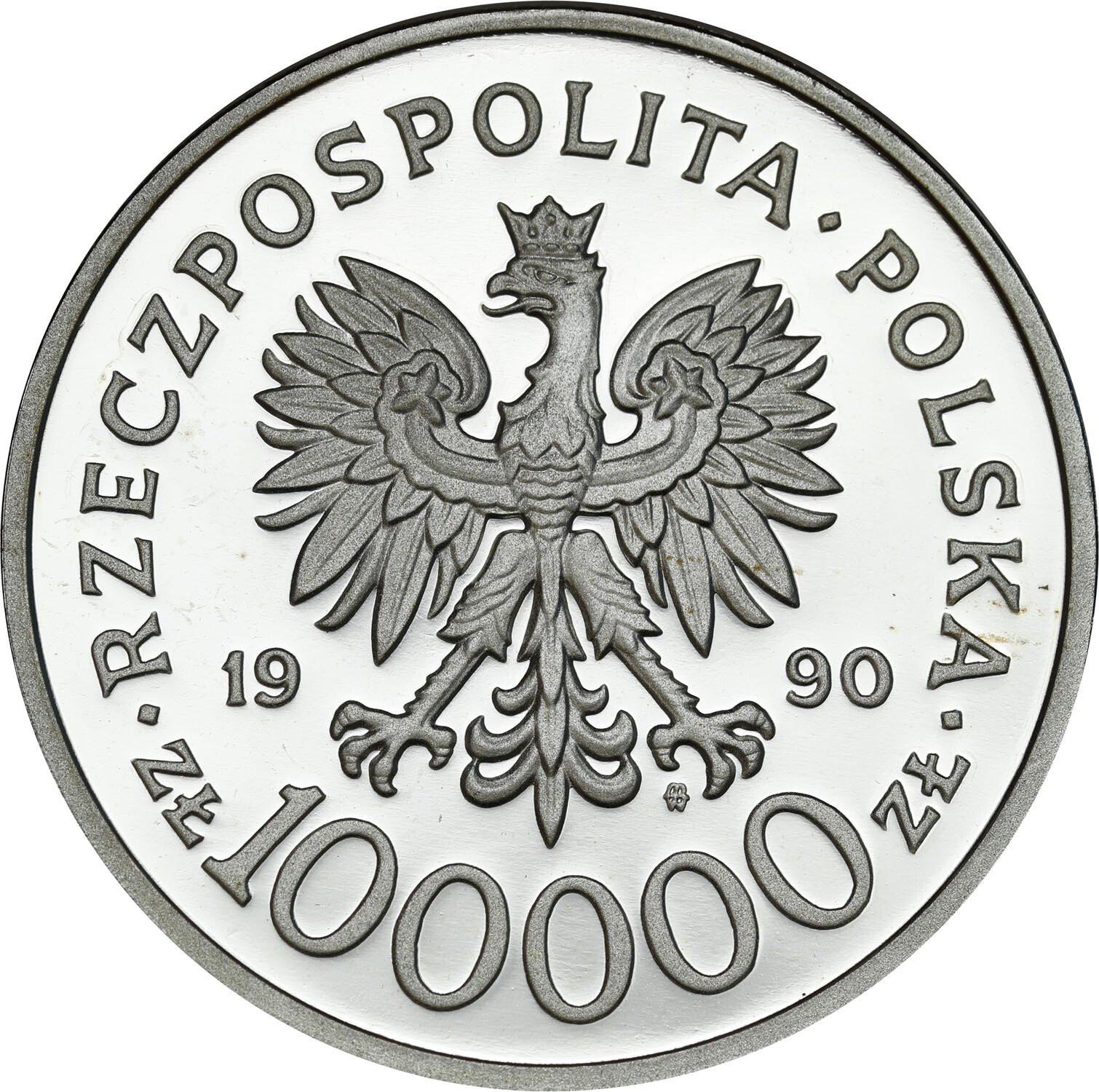III RP. 100.000 złotych 1990 Solidarność gruba 32 mm – RZADKA