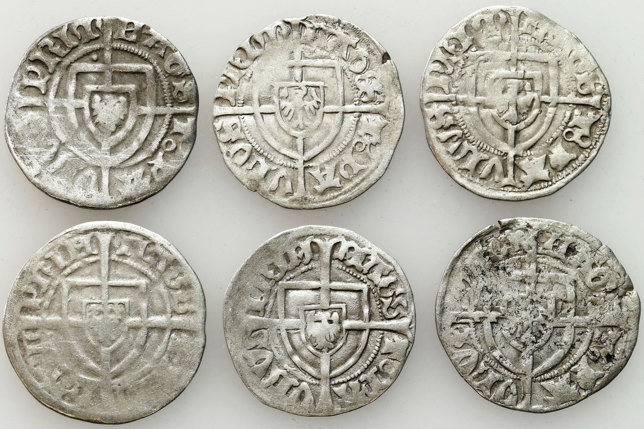 Zakon Krzyżacki. Paweł I Bellitzer (1422–1441). Szeląg, zestaw 6 monet