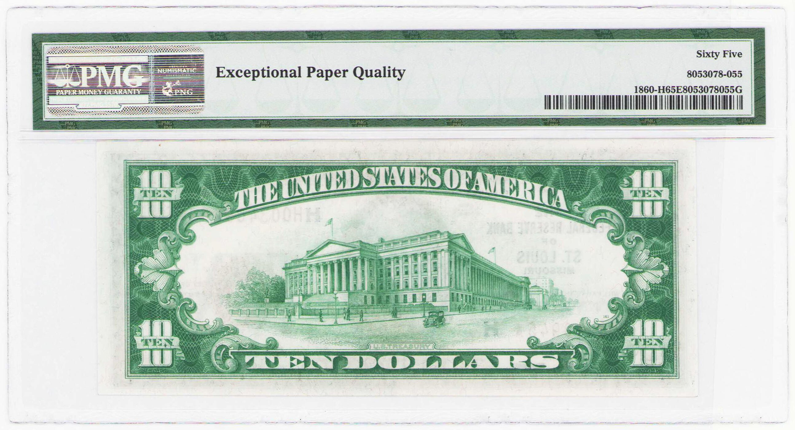 USA. The Federal Reserve Bank of St. Louis – Missouri, 10 dolarów 1929 PMG 65 EPQ