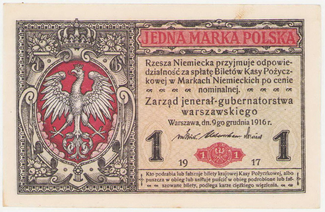 1 marka polska 1916 seria A - jenerał – PIĘKNE