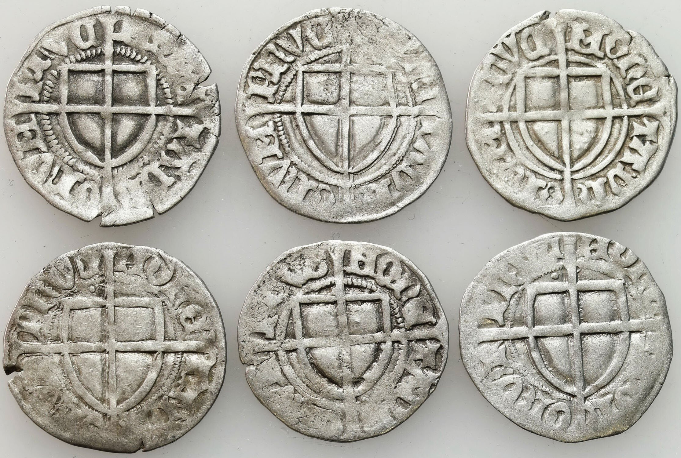 Zakon Krzyżacki. Paweł I Bellitzer (1422–1441). Szeląg, zestaw 6 monet
