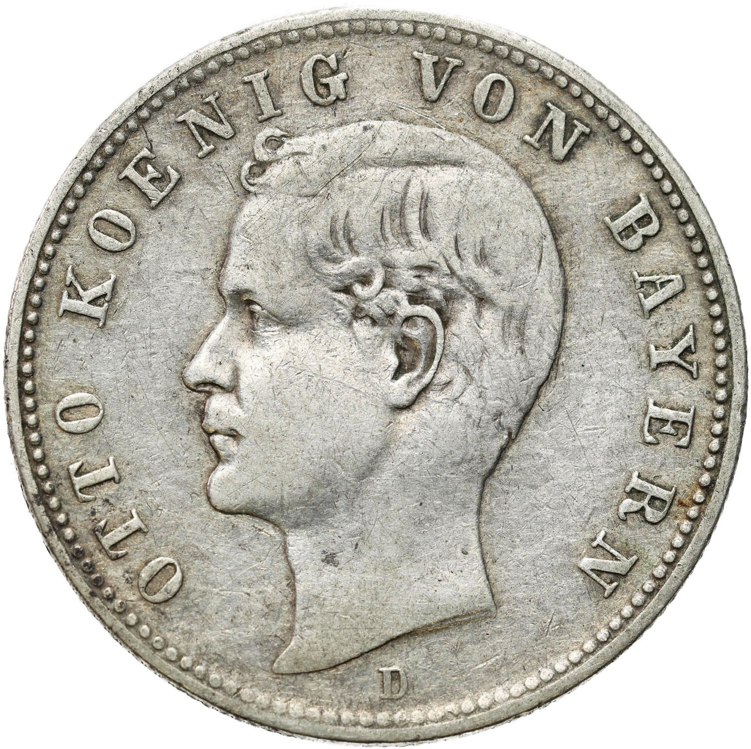 Niemcy, Bawaria. Otto (1886-1913). 2 marki 1888 D, Monachium - RZADKIE
