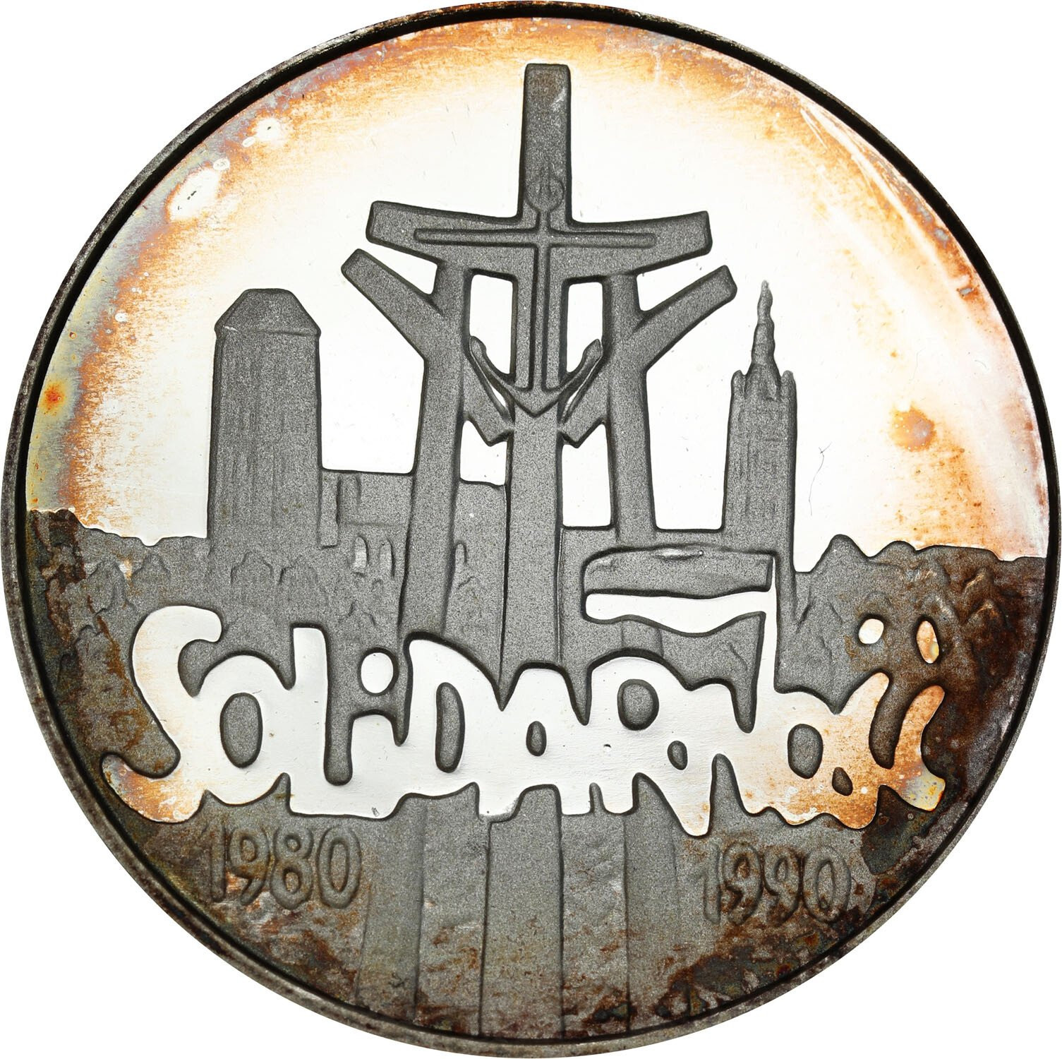 III RP. 100.000 złotych 1990 Solidarność gruba 32 mm – RZADKA