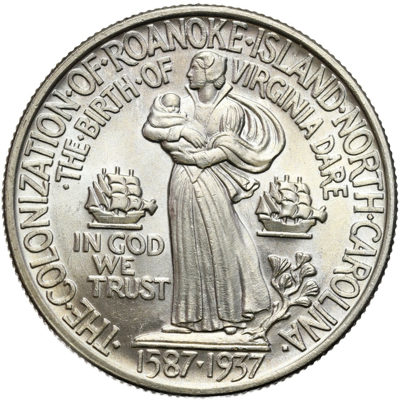USA 1/2 dolara (50 centów) 1937 Roanoke, Filadelfia, PIĘKNA