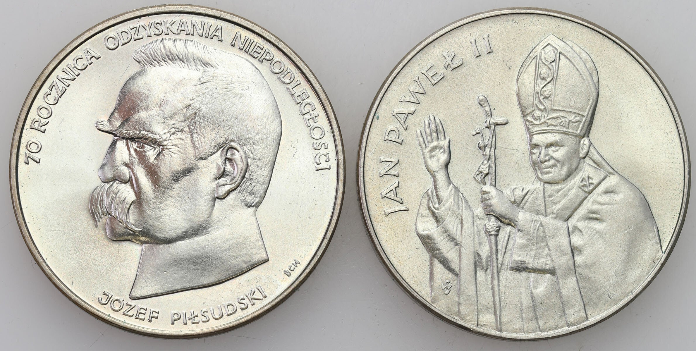 PRL. 10.000 – 50.000 złotych 1987-1988 Jan Paweł II, Józef Piłsudski, zestaw 2 sztuk 