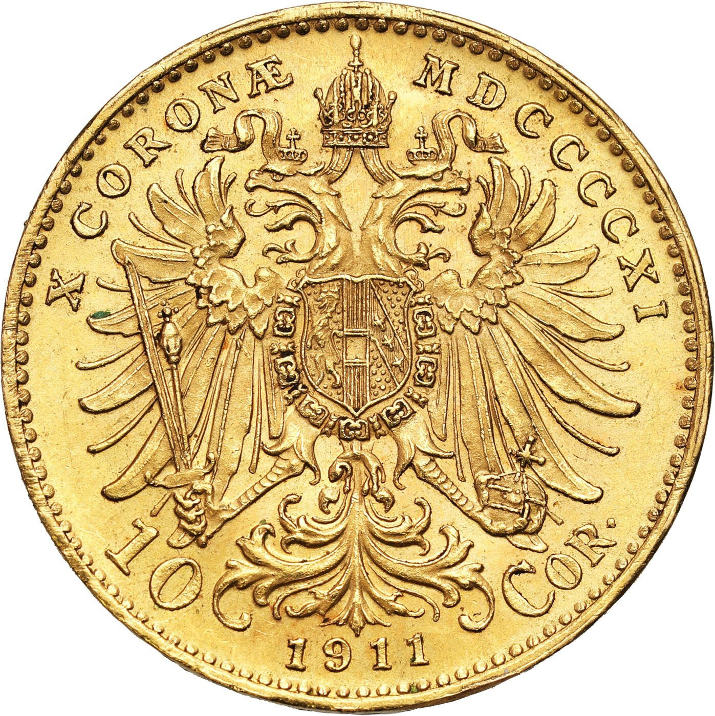 Austria, Franciszek Józef I (1848–1916). 10 koron 1911, Wiedeń