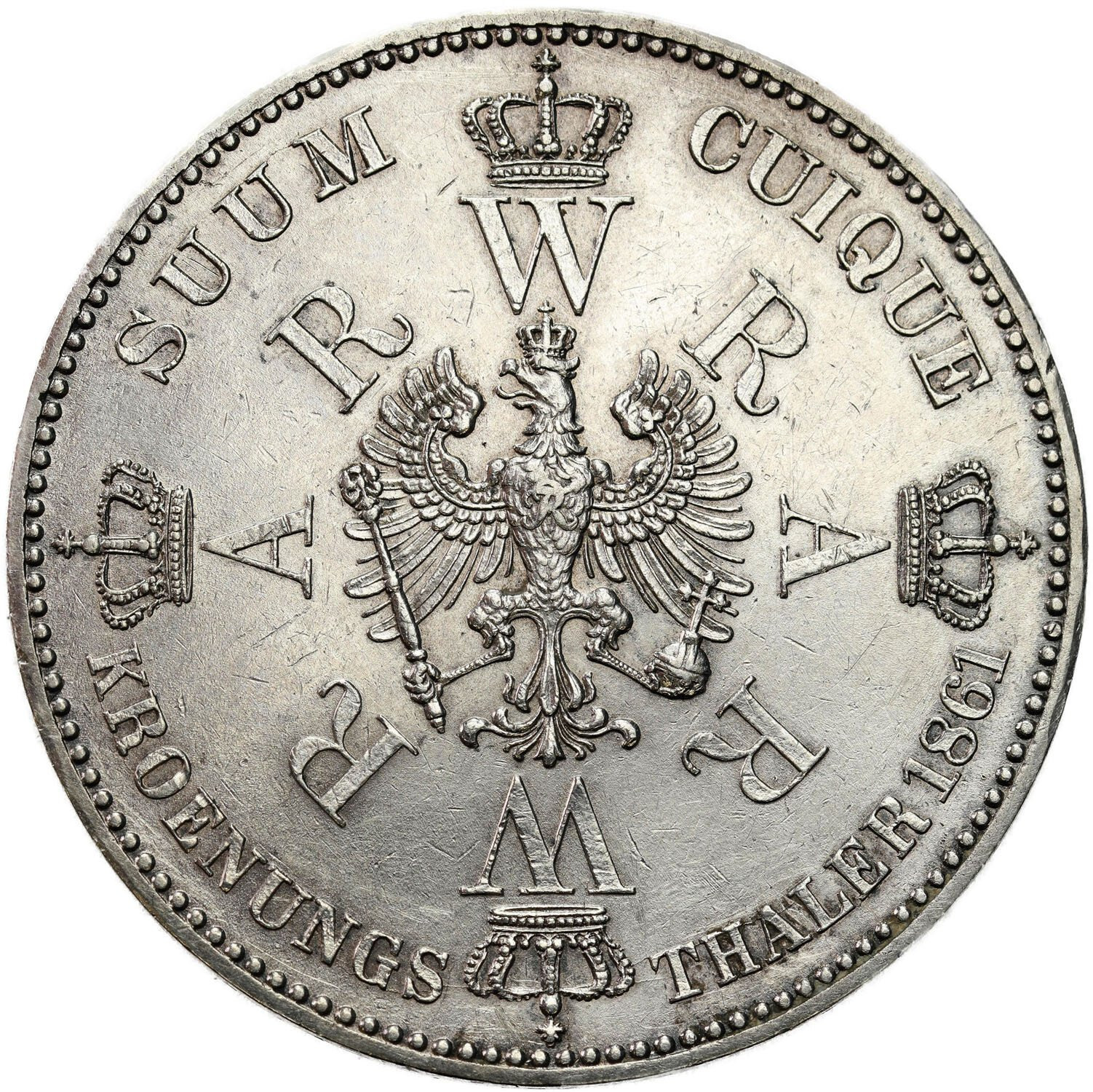 Niemcy, Prusy. Wilhelm I (1861-1888). Talar koronacyjny (Vereinstaler) 1861 A, Berlin