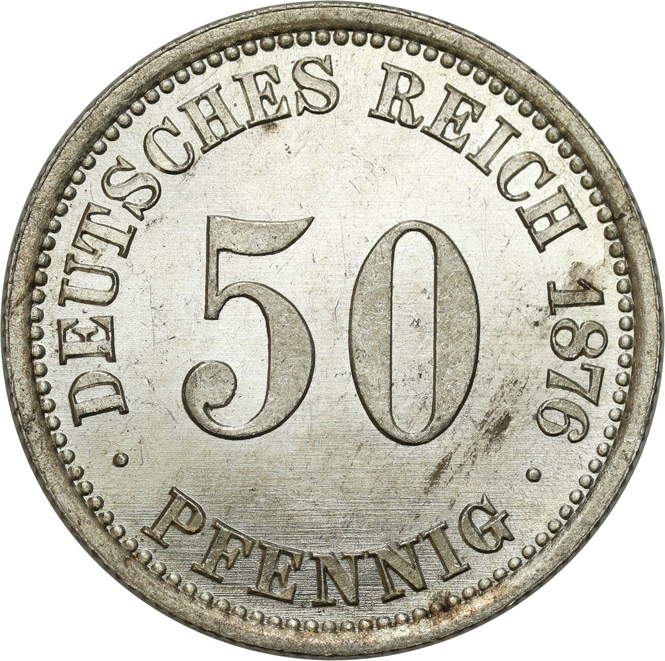 Niemcy, Cesarstwo Niemieckie. 50 fenigów 1876 A, Berlin – PROOF LIKE 