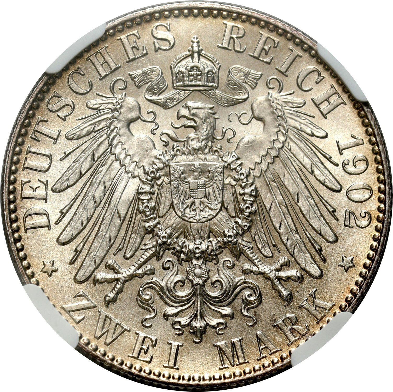 Niemcy, Saksonia. 2 marki 1902 E, Muldenhütten NGC MS64 - PIĘKNE