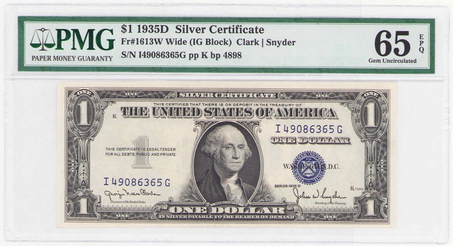 USA. Silver Certificate. 1 dolar 1935 D, PMG 65 EPQ