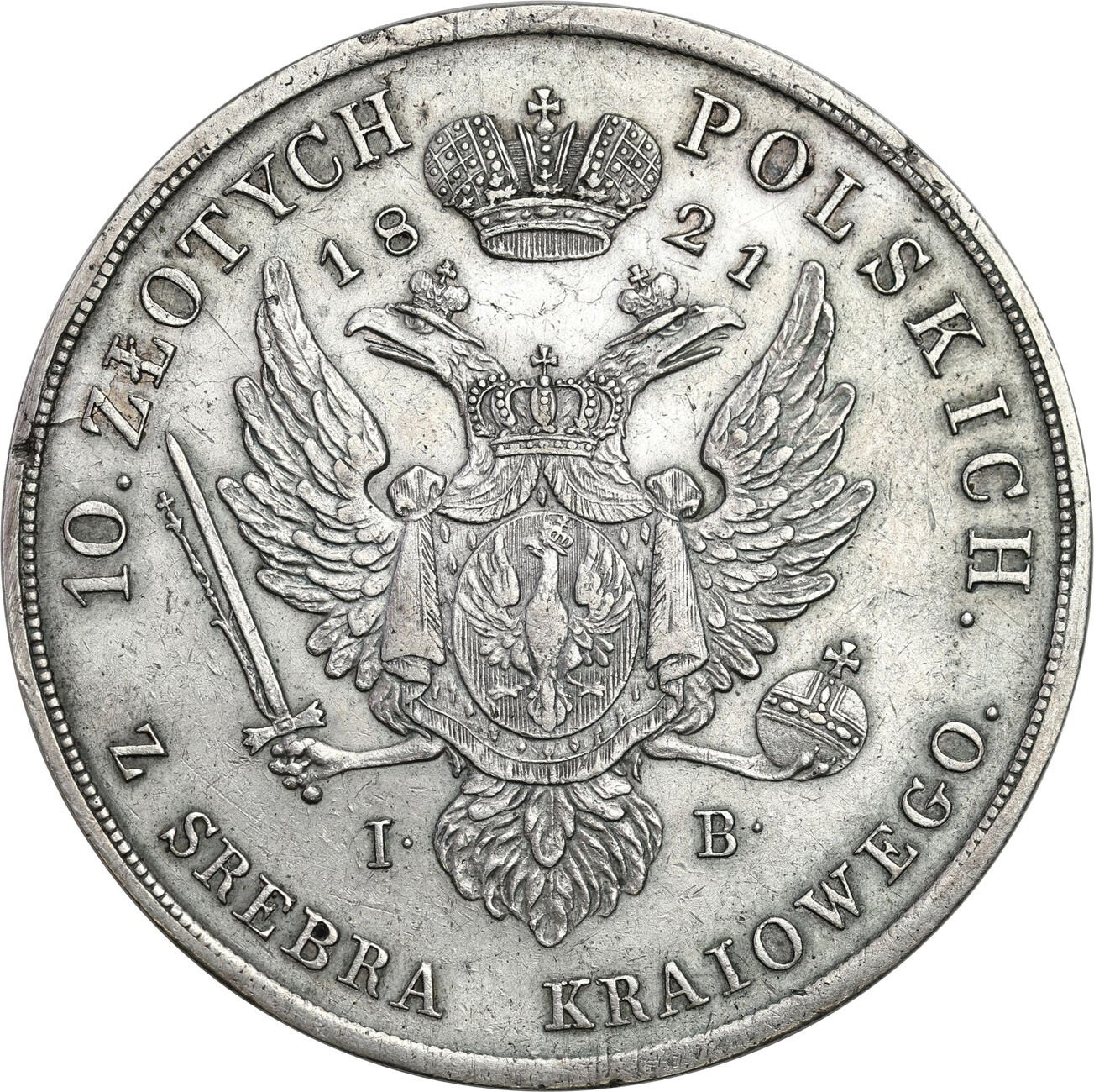 Królestwo Polskie. Aleksander l. 10 złotych 1821 IB, Warszawa