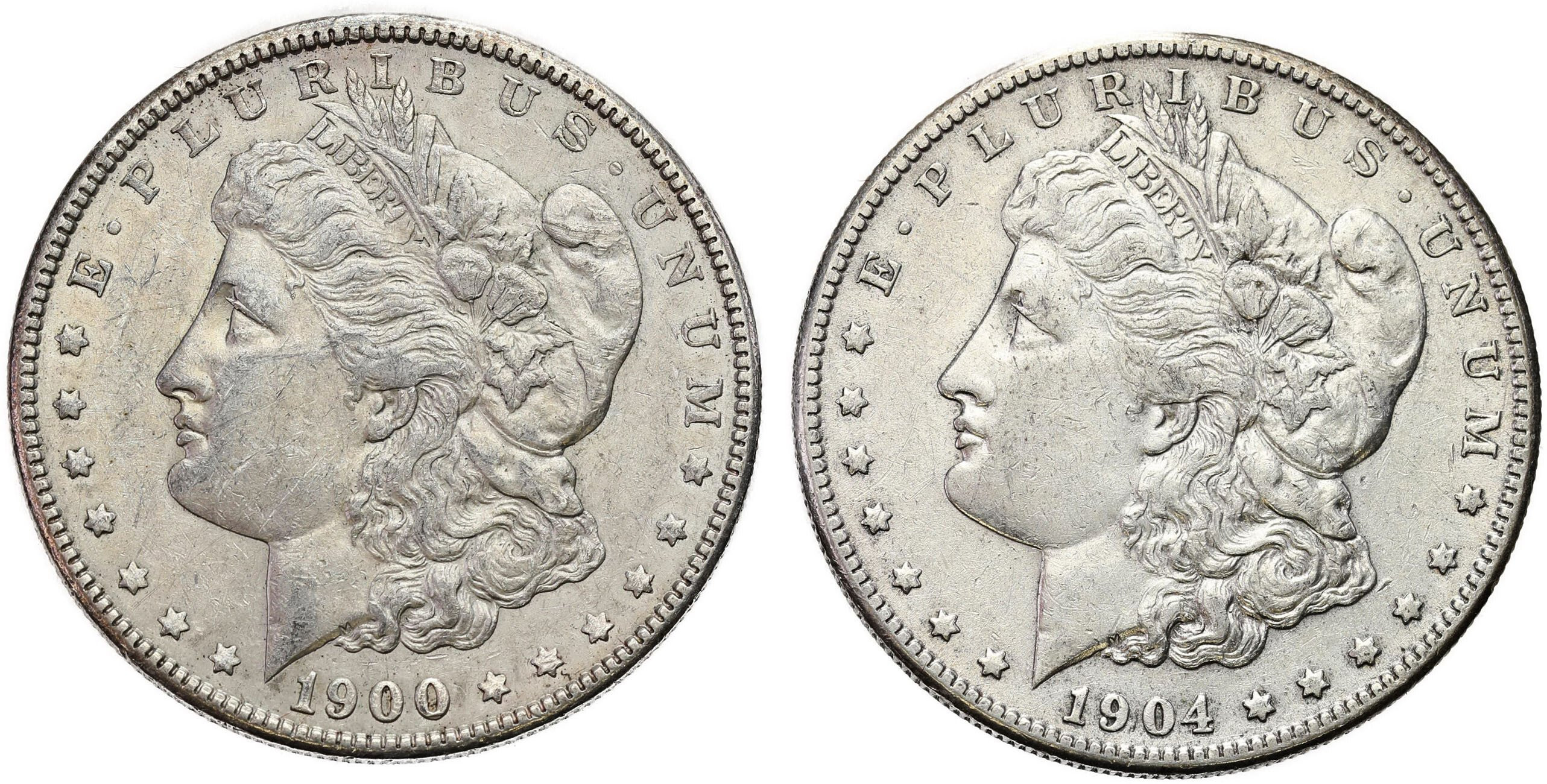 USA, Liberty 1 Dolar 1904 San Francisco + 1900 Filadelfia – zestaw 2 sztuk