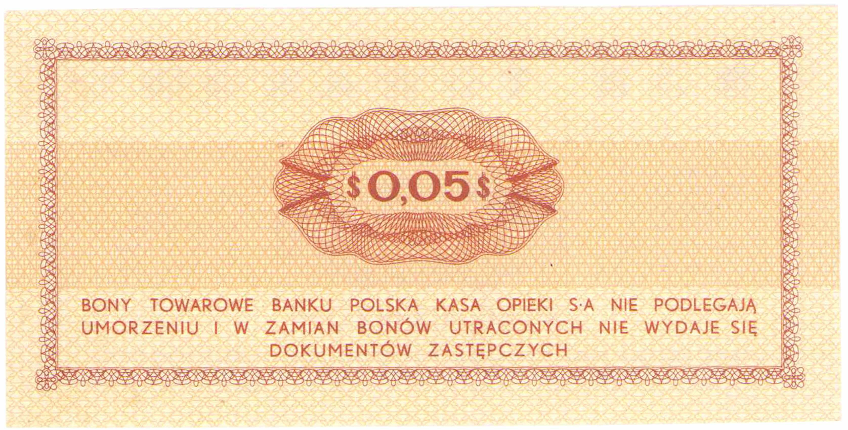 Bon towarowy PEKAO na 5 centów 1969 seria Ea 