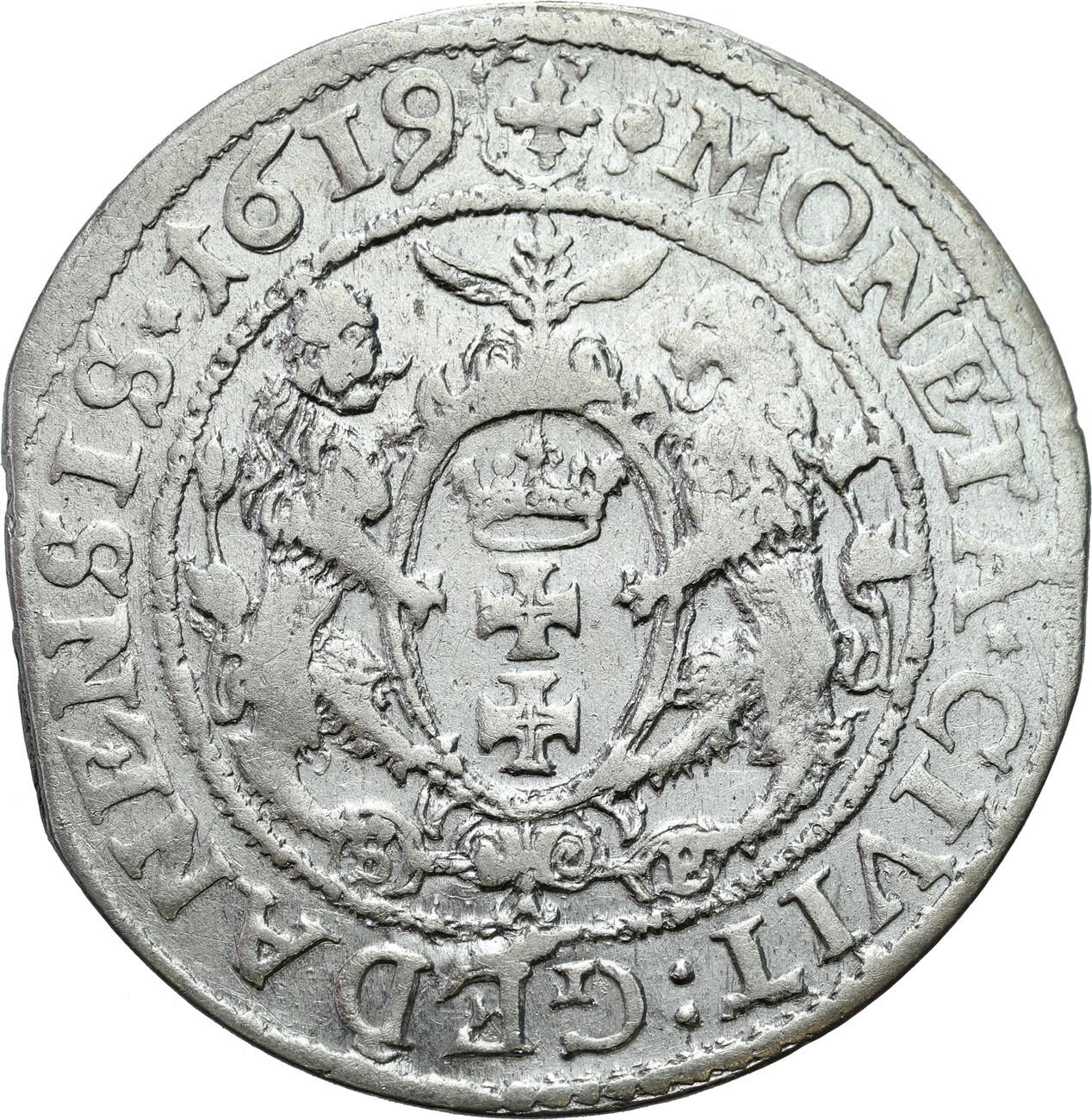 Zygmunt III Waza. Ort (18 groszy) 1619, Gdańsk - RZADSZY ROCZNIK