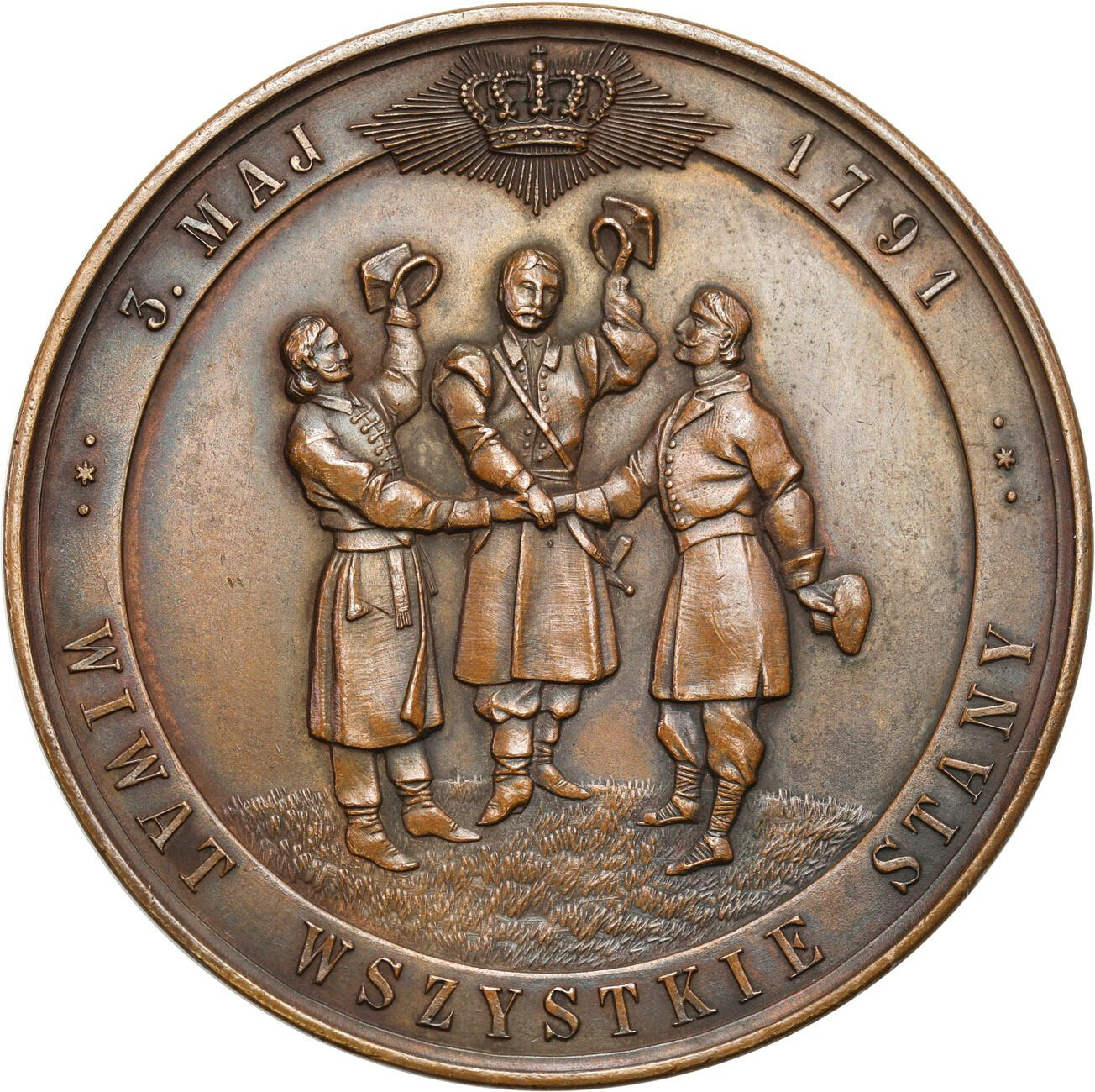  Polska pod zaborami. Medal na 100-lecie Konstytucji 3 Maja 1891 - PIĘKNY