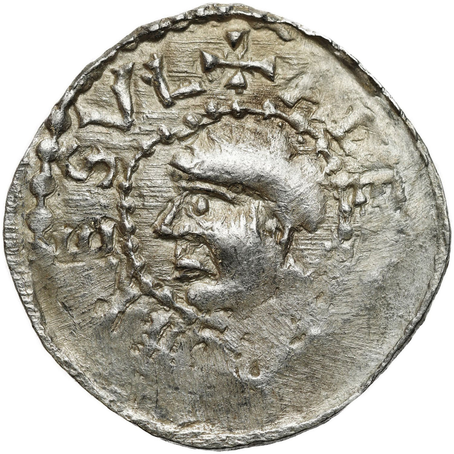Niemcy, Lothingen-Metz. Adelbero II i cesarz Otto (984-1002). Denar - RZADKOŚĆ