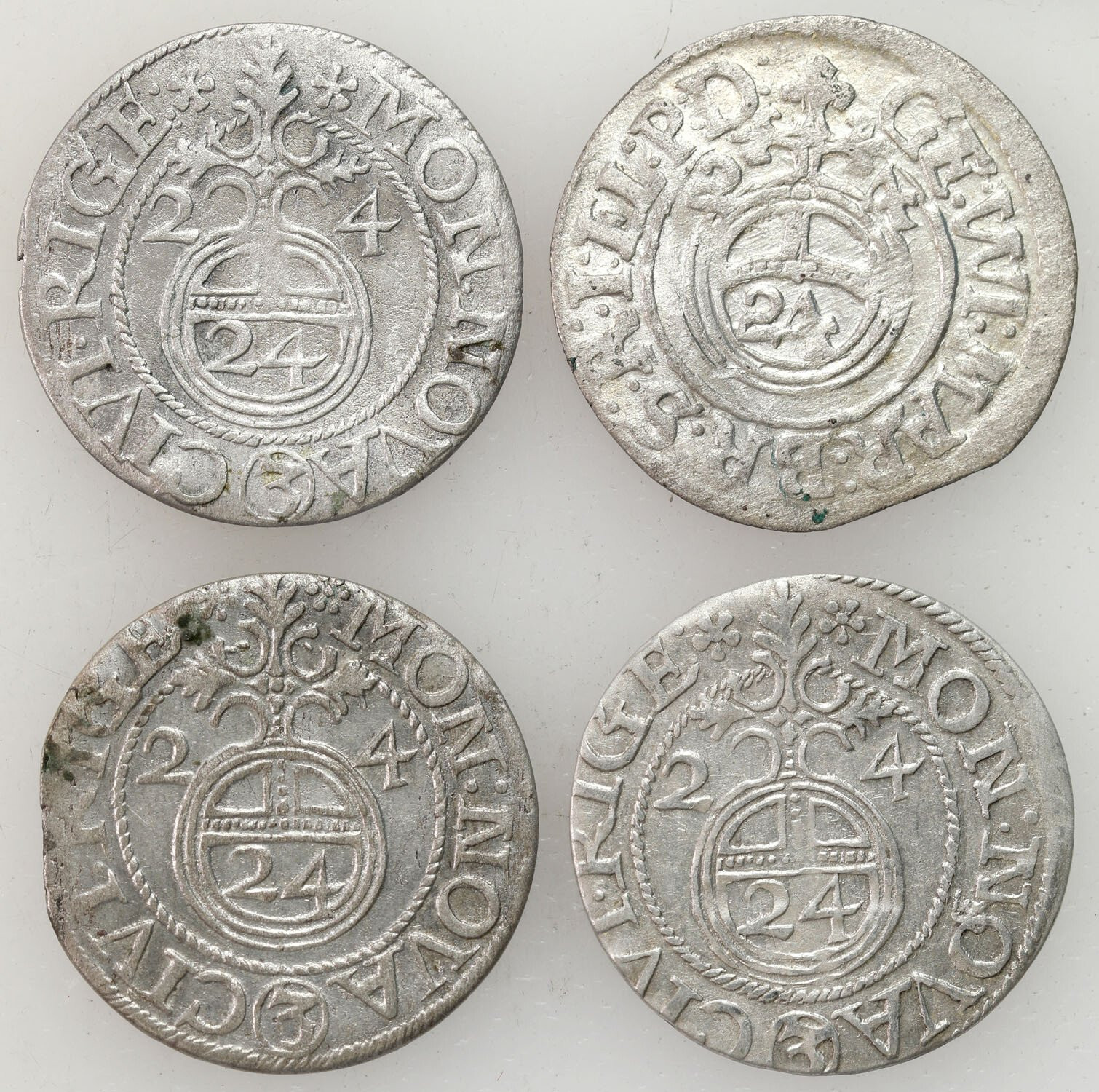 Gustaw Adolf, Jerzy Wilhelm. Półtorak 1624, zestaw 4 sztuk 