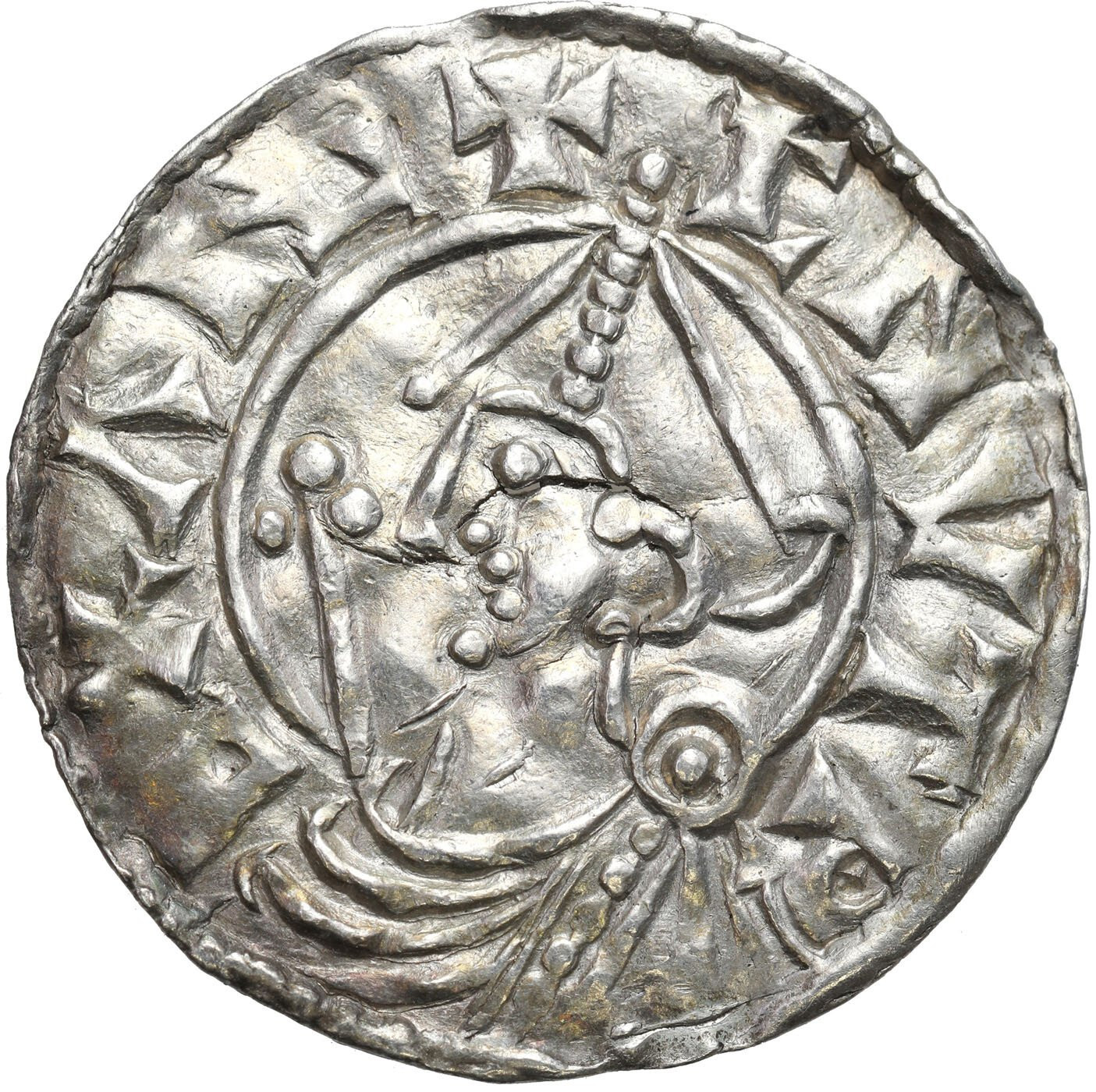Anglia. Cnut (1016-1035). Denar typu Pointed Helmet
