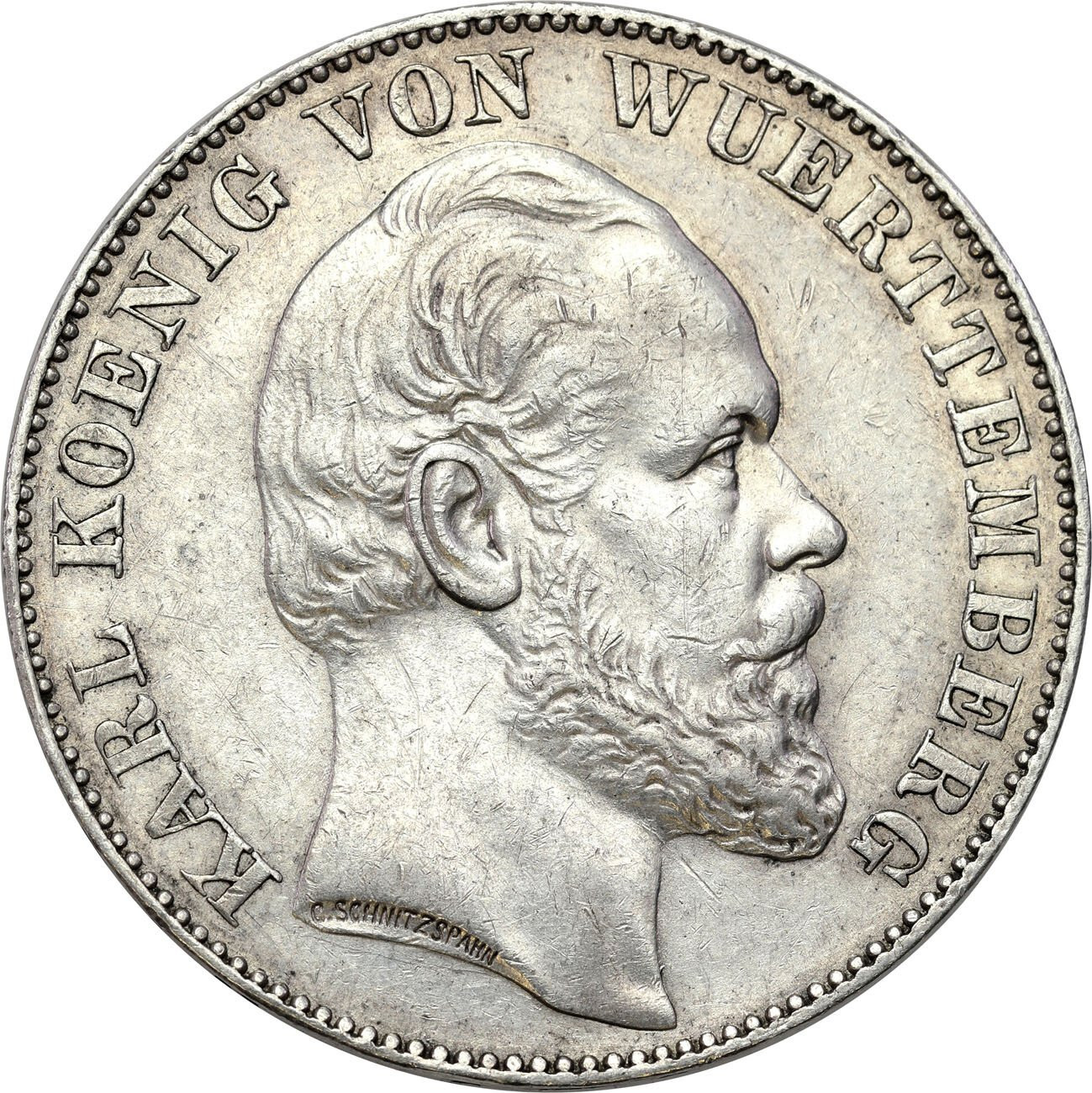 Niemcy, Wirtembergia. Karol (1864–1891). Talar (Vereinstaler) 1871, Stuttgart