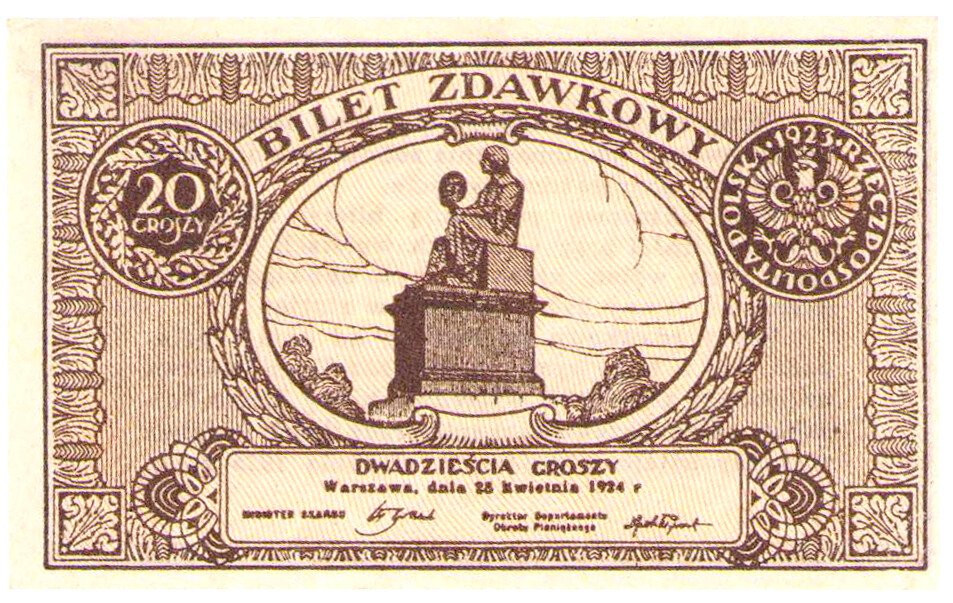 Bilet zdawkowy. 20 groszy 1924