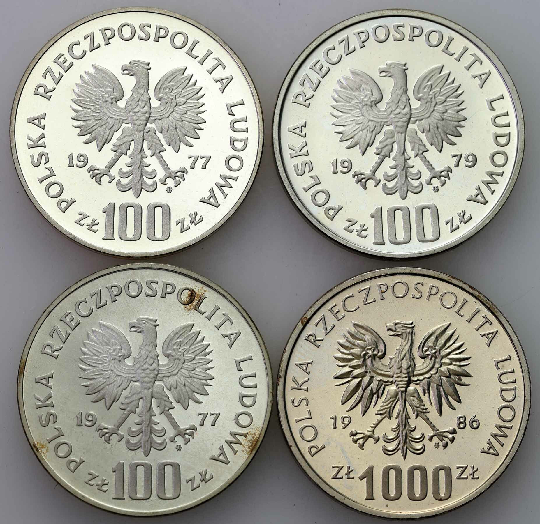 PRL. PRÓBA 100-1000 złotych 1977-1986, zestaw 4 sztuk