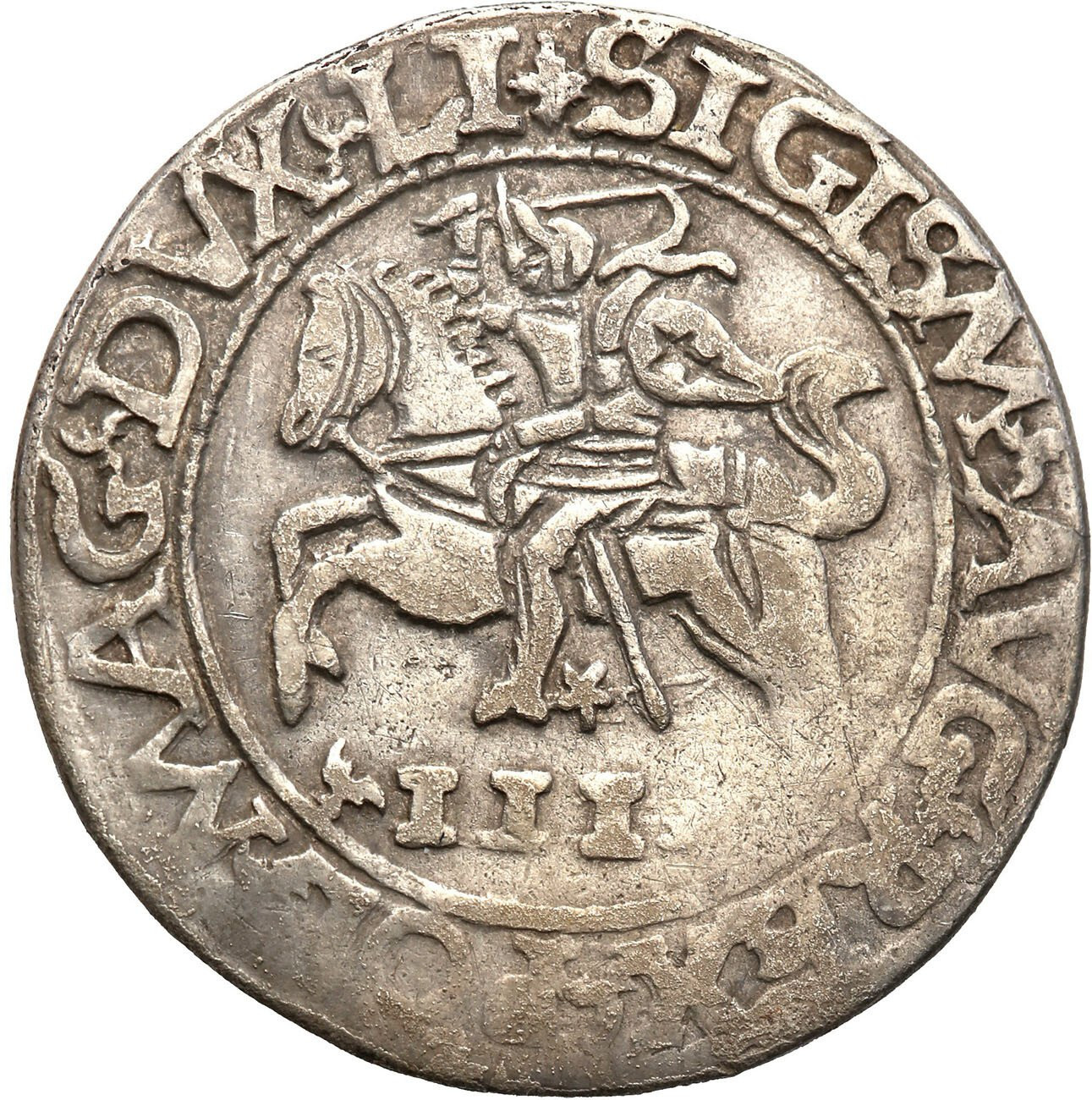 Zygmunt II August. Trojak (3 grosze) SZYDERCZY 1565, Tykocin - RZADKOŚĆ R5