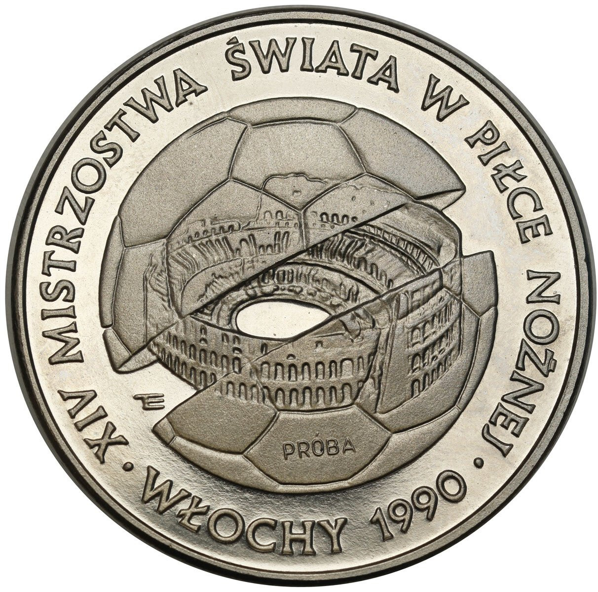 PRL. PRÓBA Nikiel 500 złotych 1988 - MŚ XIV w piłce nożnej - Włochy `90