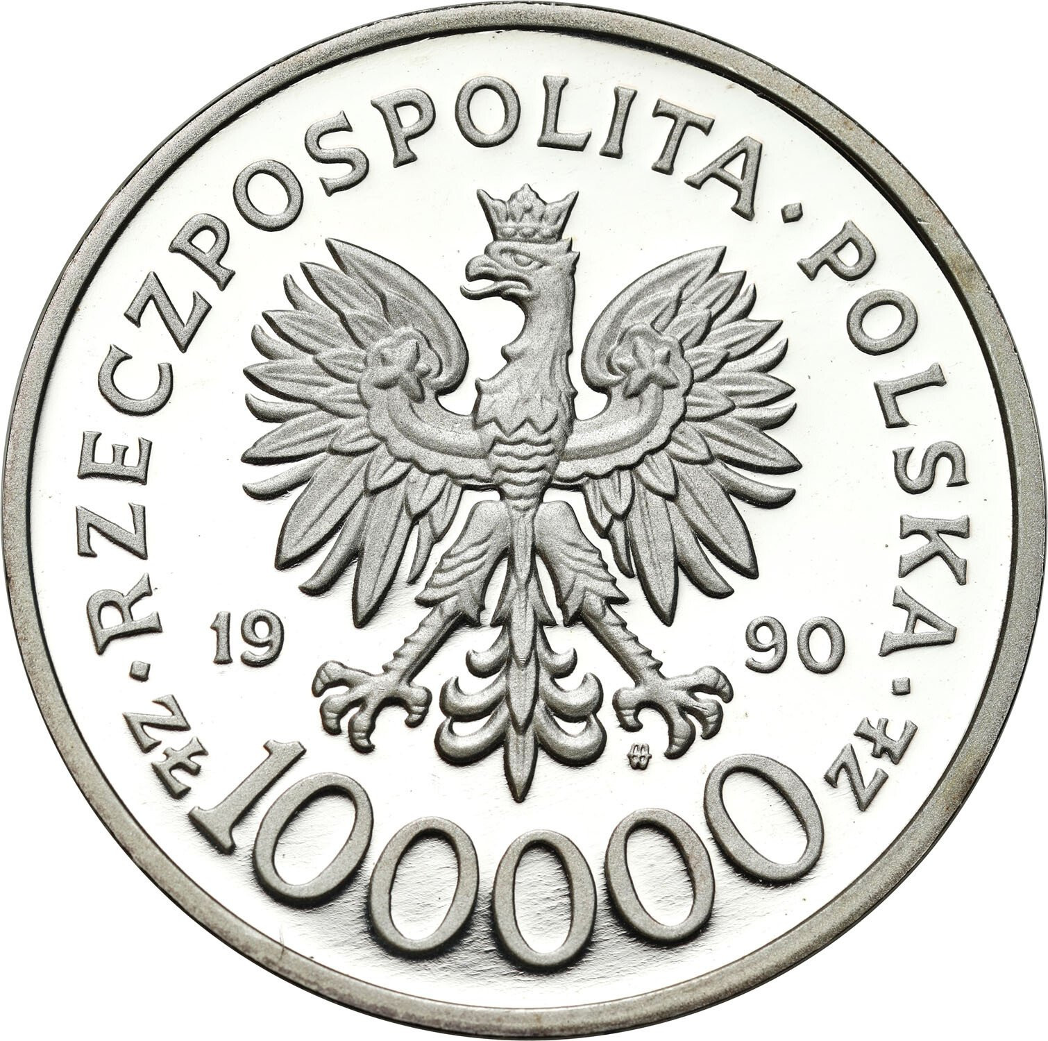 III RP. 100.000 złotych 1990 Solidarność gruba 32 mm – RZADKA