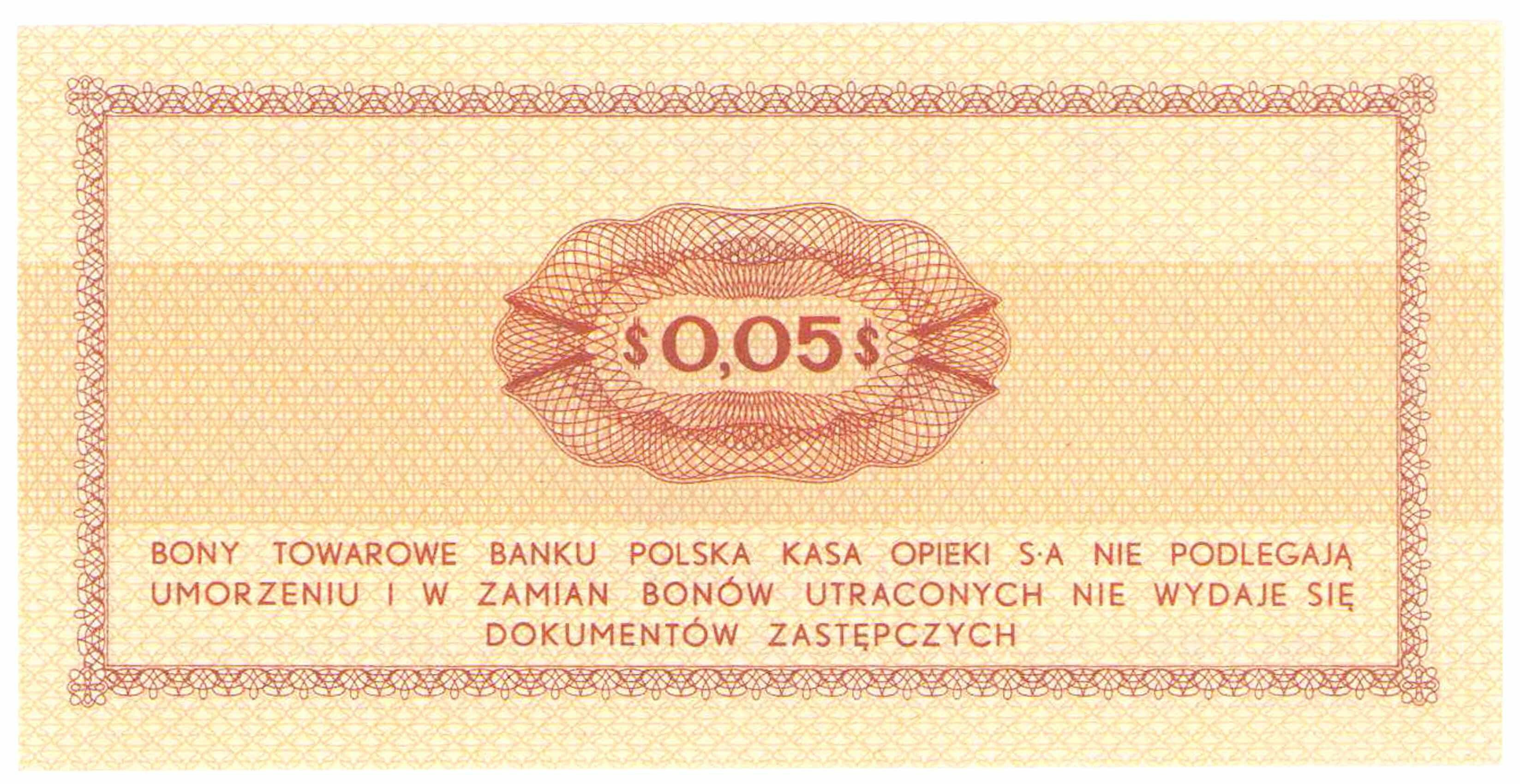 Bon towarowy PEKAO na 5 centów 1969 seria Ea – PIĘKNY
