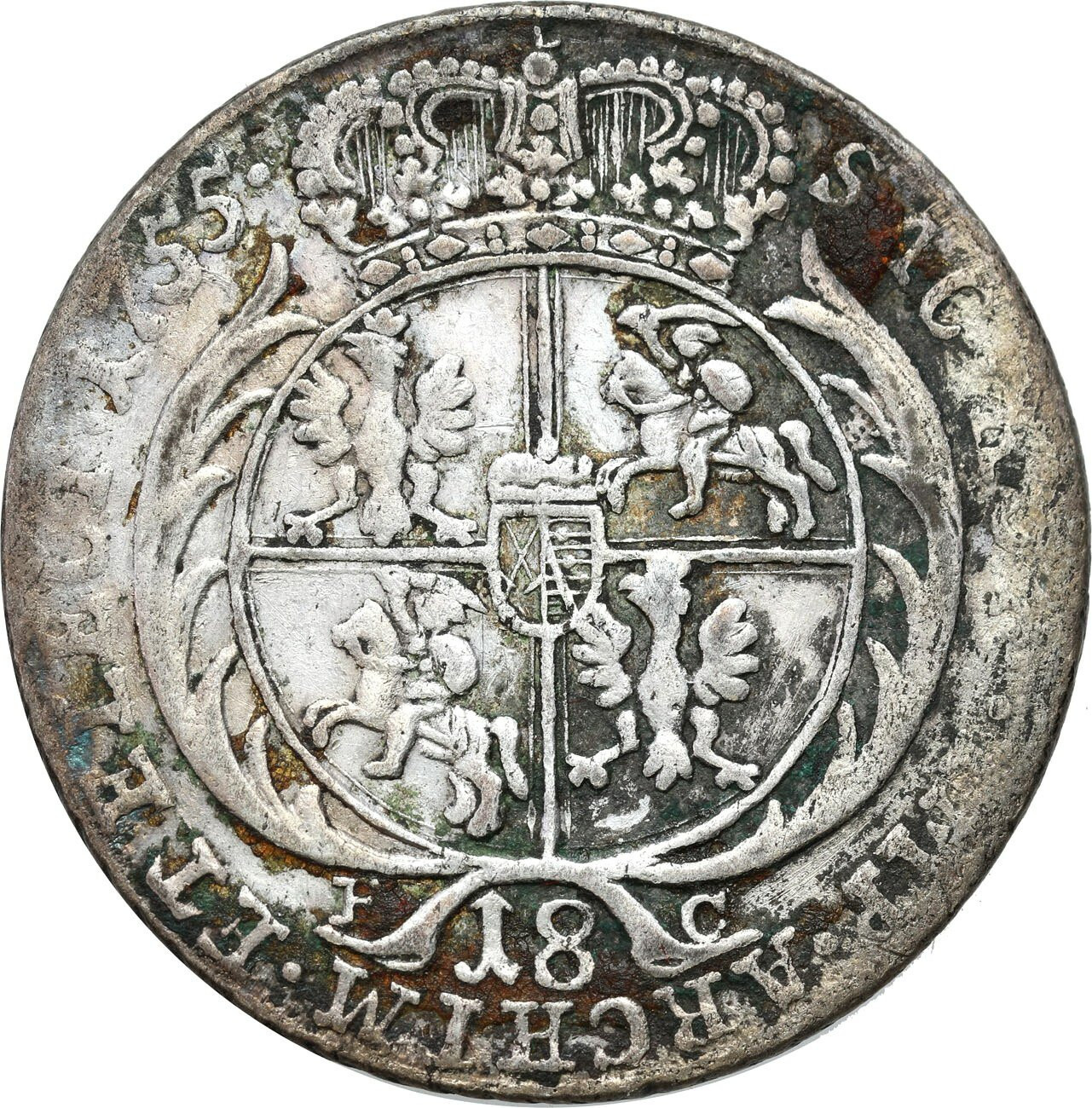 August III Sas. Ort (18 groszy) 1755 EC, Lipsk