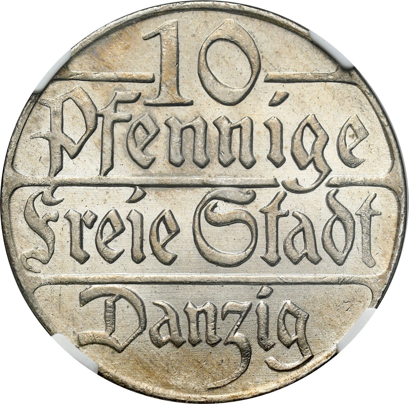Wolne Miasto Gdańsk/Danzig. 10 fenigów 1923 NGC MS63 - PIĘKNE