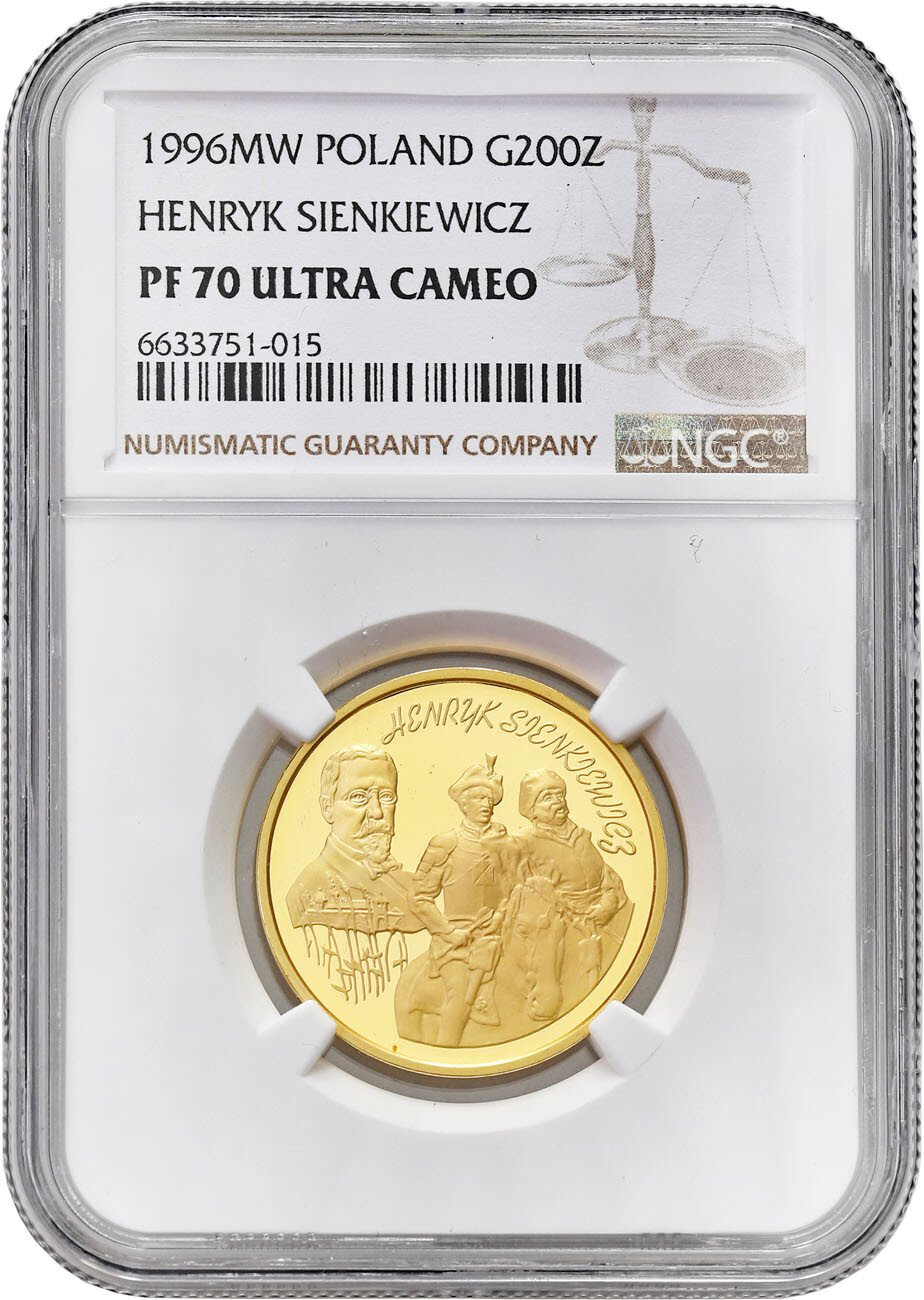 III RP. 200 złotych 1996 Sienkiewicz NGC PF70 ULTRA CAMEO (MAX)