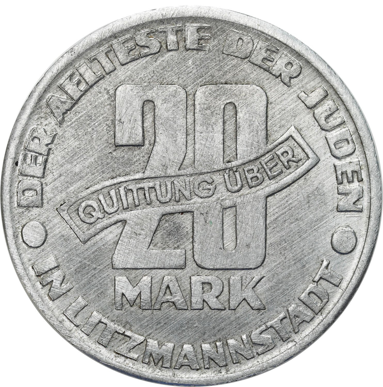Getto Łódź. 20 marek 1943, aluminium - RZADKOŚĆ