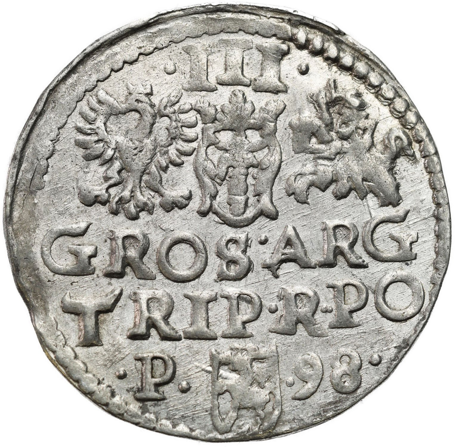 Zygmunt III Waza. Trojak 1598, Poznań - ŁADNY