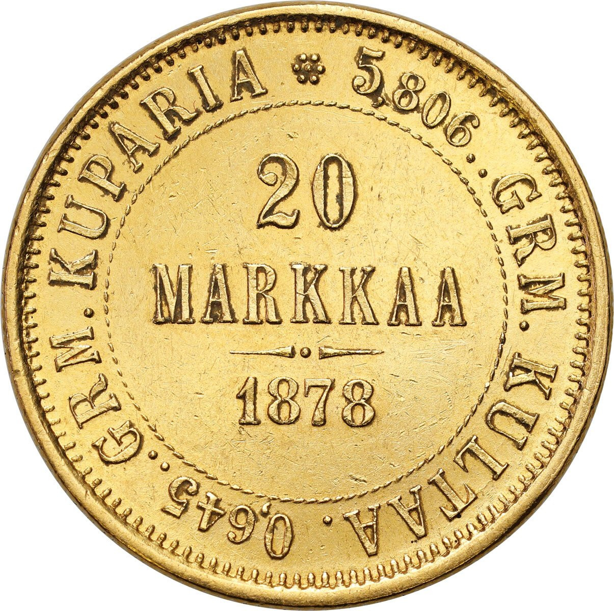 Rosja / Finlandia, okupacja rosyjska. Aleksander II. 20 marek 1878 S, Helsinki