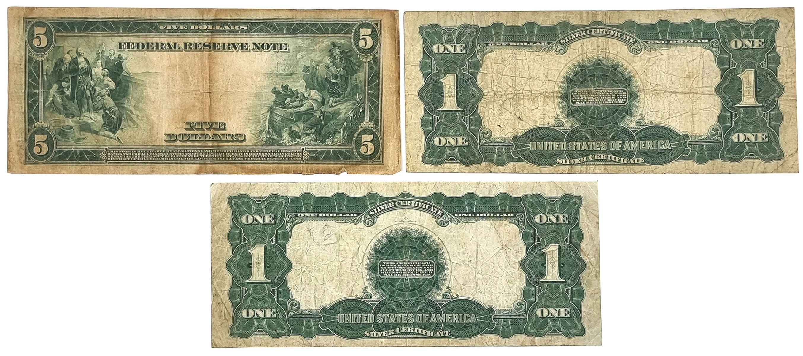 USA. Dolar 1899 x 2 i 5 dolarów 1914, zestaw 3 sztuk